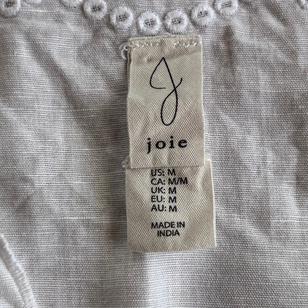 Joie Linen Cotton Eyelet Embroidered Top White Scalloped Prairie French Girl M - Picture 4 of 10